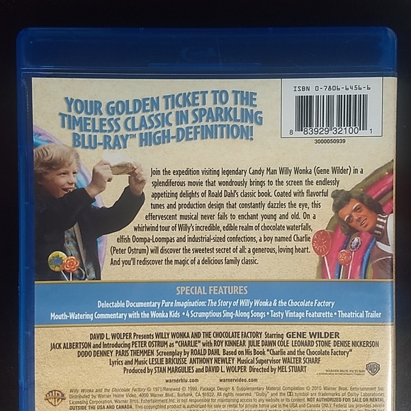 Willy Wonka and the Chocolate Factory Blu Ray, Warner Bros, Rated G - Picture 2 of 6